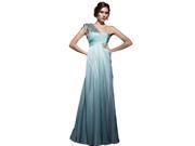 Coniefox Long Pleated One Shoulder Ombre Formal Prom Dresses Size M Color Green