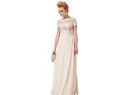 Coniefox Short Sleeves Lace Floor Length Evening Dress Size XXL Color Pale Beige