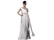 Coniefox One Shoulder Chiffon Long Prom Evening Dresses Size S Color White