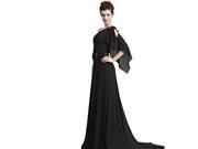 Coniefox 2013 Sexy One Shoulder Chiffon Long Prom Dresses Size M Color Black