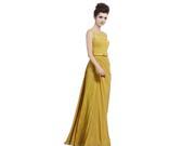 Coniefox Lace Sleeveless Long Prom Dresses Size M Color Yellow