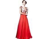 Coniefox Elegant Formal Prom Dresses Backless Flattering Tencel Beaded Dress Size L Color Red