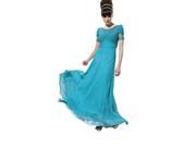 Coniefox Formal Prom Dresses On Sale Blue Cap Sleeeves Ruched Beads New Arrivals Size S Color Blue