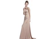 Coniefox Charming Beaded Sleeveless Prom Dresses Size S Color Brown