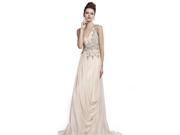 Coniefox Tancel Beaded One Shoulder Design Prom Dress Size XXL Color Apricot