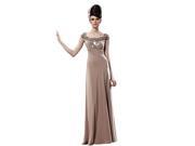 Coniefox Elegant Chiffon A Line Long Prom Dresses Size XXL Color Coffee