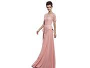 Coniefox Lace Scoop Long Prom Dresses Size XL Color Pink