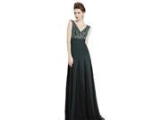Coniefox Floor Length Chiffon V Neck Prom Dress Size M Color Dark Green