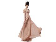 Coniefox Elegant V Neck Long Prom Evening Dresses Size XXL Color Pink