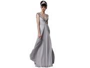 Coniefox Low V Neck Long Prom Ball Dresses Size L Color Grey