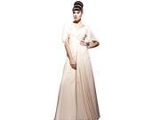 Coniefox Tencel Formal Prom Dresses Wraps Flounced Sleeves V neck Size S Color Beige