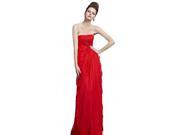 Coniefox Chiffon Off Shoulder Beaded Red Evening Dress Size S Color Red
