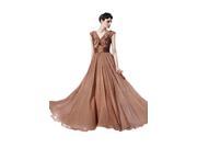 Coniefox Ball Dresses Brown V neck Sleeveless Mermaid Dress New Arrival Size XL Color Brown