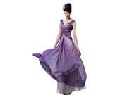 Coniefox Elegant V Neck Long Evening Dresses Size L Color Purple