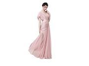 Coniefox New Arrival Prom Evening Dresses Sexy Low V neck Flouncing Sleeves Size S Color Pink