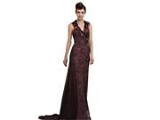 Coniefox Sexy Low V Neck Halter Beaded Long Prom Dresses Size L Color Deep Red