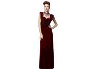 Coniefox Sleeveless Beaded Evening Dress Size L Color Deep Red