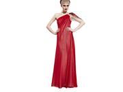 Coniefox One Shoulder Prom Evening Dresses Long Sleeve Red Size XL Color Red