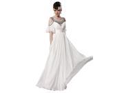 Coniefox Elegant Pleated Long Prom Evening Dresses Size L Color White