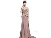 Coniefox Chiffon Sleeveless A Line Fancy Prom Dress Size XL Color Apricot