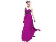 Coniefox Beaded One Shoulder Prom Evening Dresses Purple Pleated Elegance Size S Color Purple