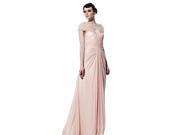 Coniefox Transparency Prom Evening Dresses Pink V neck Floor Length Size L Color Pink