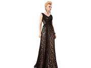 Coniefox Sleeveless Lace V Neck Backless Prom Dress Size XL Color Black