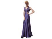 Coniefox Low V Neck Long Pageant Evening Dresses Size M Color Purple