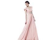 Coniefox Sexy Formal Dresses Pink Deep V neck Chiffon New Arrival Size XL Color Pink