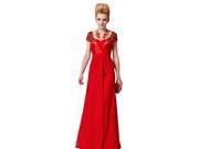 Coniefox Sweetheart Neck Short Sleeves Floor Length Evening Dress Size XXL Color Red