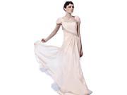 Coniefox Floor Length Pink Prom Evening Dresses with Cap Sleeve Size XXL Color Pink