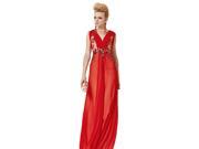 Coniefox Chiffon V Neck Sleeveless A line Evening Dress Size S Color Red