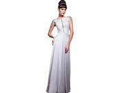 Coniefox Chiffon Ball Dresses for Party Fashion Elegant Beaded A Line Sleeveless Size L Color Grey