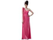 One Shoulder Ruched Wedding Party Dresses With Flowers Size XL Color Pink