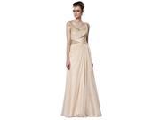Coniefox Elegant V Neck Long Party Dresses Size L Color Gold
