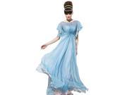 Coniefox Pleated Ombre Blue Ball Prom Dresses with Flouncing Sleeves Size M Color Blue