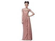 Coniefox Round Neck Laced Flouncing Beautiful Bridesmaid Dresses Size XL Color Pink