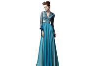 Coniefox New Arrival V Neck Long Sleeves Dress Size XXL Color Blue