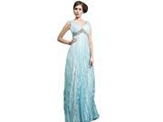 Coniefox Formal Gown Pleated Sleeveless Deep V neck Size L Color Ombre Blue