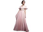 Coniefox Graduation Ball Dresses Low V neck Flounced Sleeves Size S Color Pink
