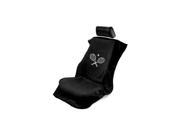 Seat Armour Universal Black Seat Towel Cover With Tennis Racquet Logo