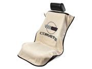 Seat Armour Universal Tan Seat Towel Seat Cover With Corvette C4 Logo