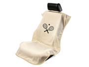 Seat Armour Universal Tan Seat Towel Cover With Tennis Racquet Logo