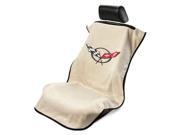 Seat Armour Universal Tan Seat Towel Seat Cover With Corvette C5 Logo
