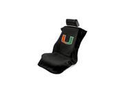 Seat Armour Universal Black Seat Towel Seat Cover W NCAA Miami Hurricanes Logo