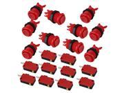 10pcs Red Arcade Gaming Microswitch Game Round Push Button With Microswitch