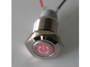 New Red 16mm 12V Led Lighted Metal Push Button Ring Illuminated ON OFF Switch