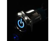 New BLUE 19mm 12V Led Lighted Metal Push Button Ring Illuminated ON OFF Switch