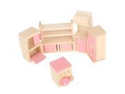 A Set of Pink Kitchen Wooden Doollhouse Toys 5 Pieces For Kids Education