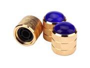 3 x Alloy Gold Three Circle Dome Knobs Blue Glass Top for Guitar Bass Durable